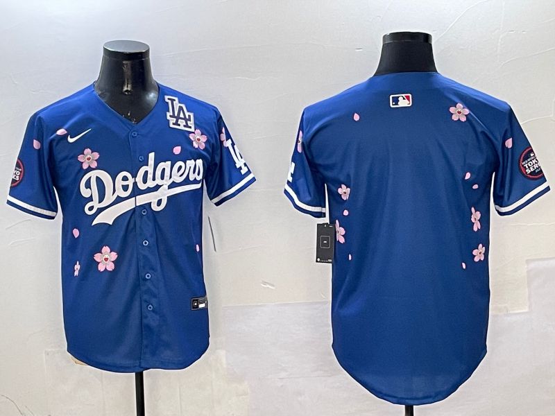 Men Los Angeles Dodgers Blank Blue Sakura Edition 2025 Nike MLB Jersey style 5